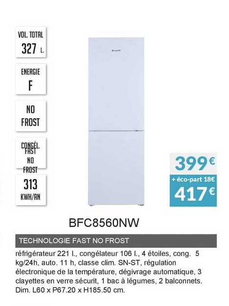 technologie fast no frost bfc8560nw
