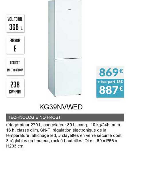 technologie no frost kg39nvwed