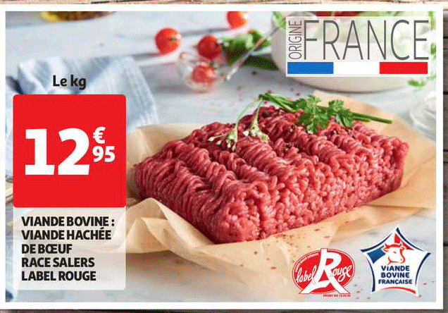 Viande Bovine : Viande Hachée De Boeuf Race Salers Label Rouge