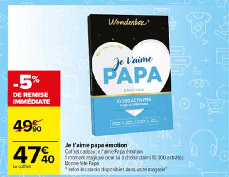 je t'aime papa émotion wonderbox