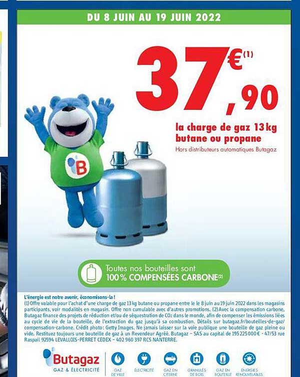 la charge de gaz 13 kg butane ou propane