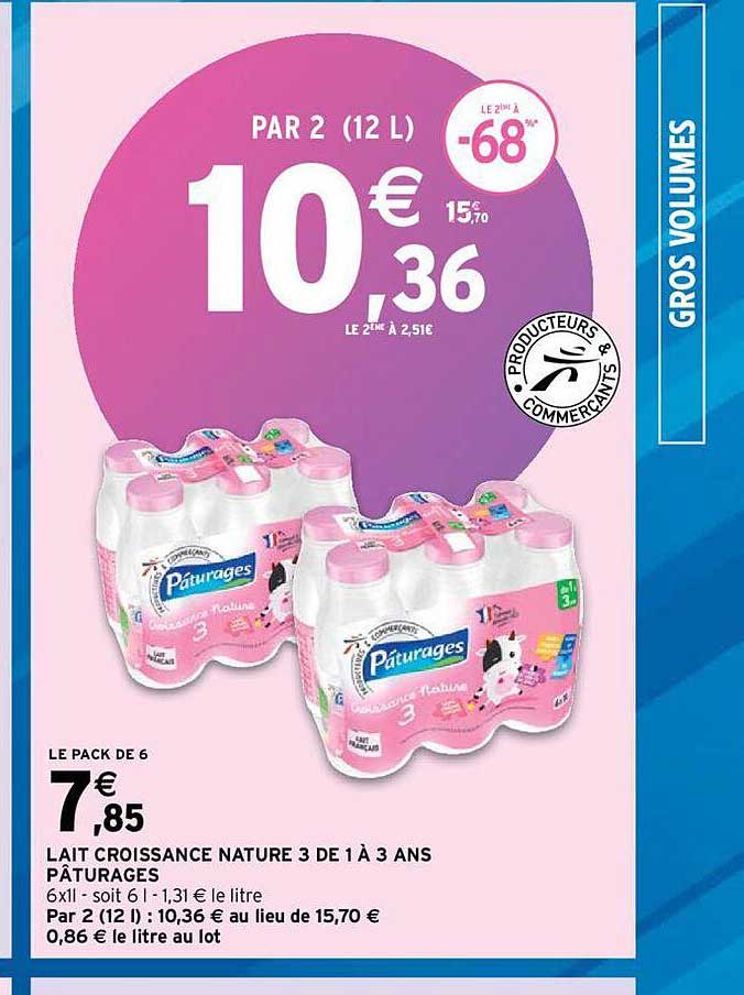 lait croissance nature 3 de 1 à 3 ans pâturages