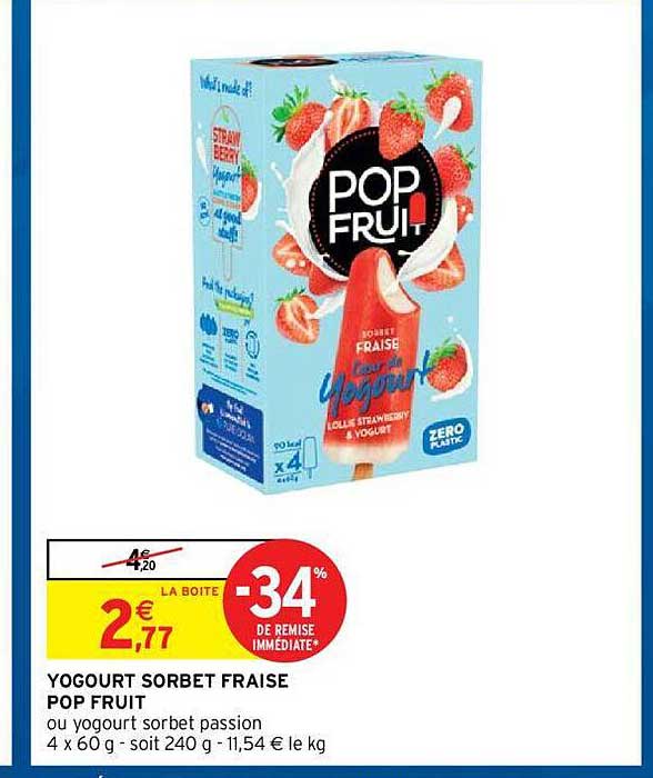 yogourt sorbet fraise pop fruit