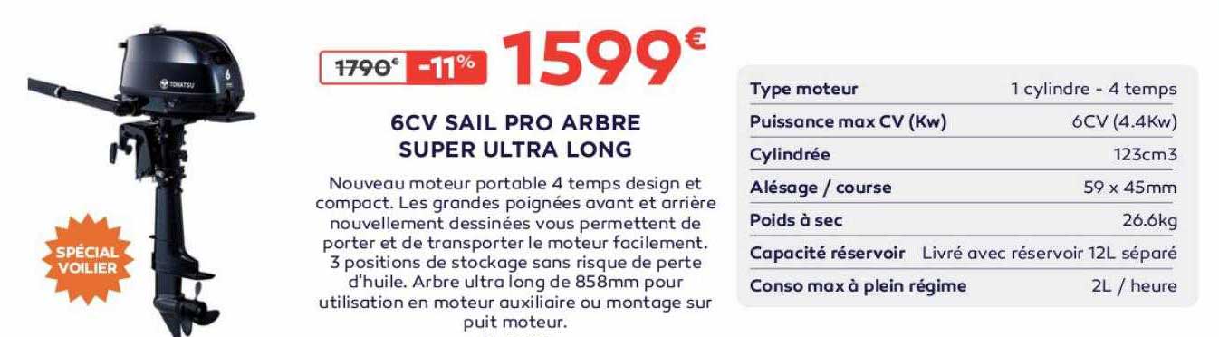 6cv sail pro arbre super ultra long tohatsu