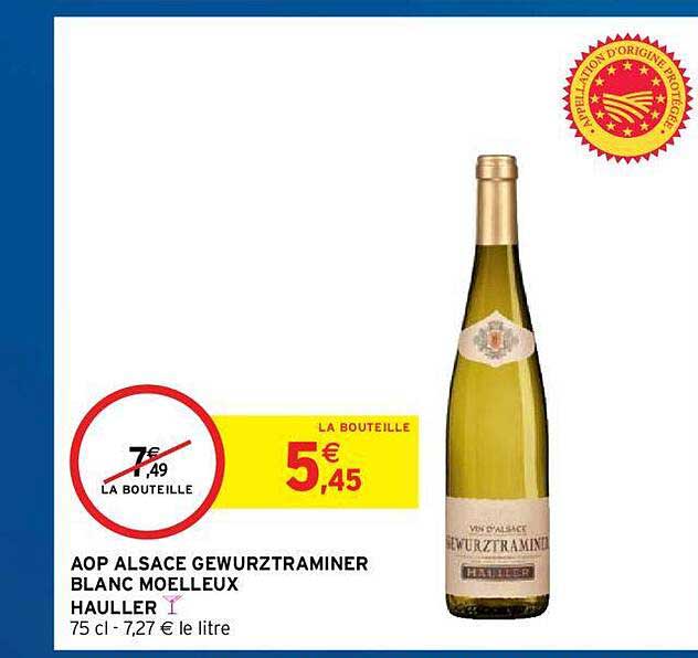 Aop Alscace Gewurztraminer Blanc Moelleux Hauller
