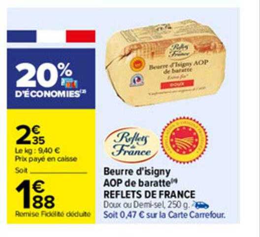 beurre d'isigny aop de baratte reflets de france