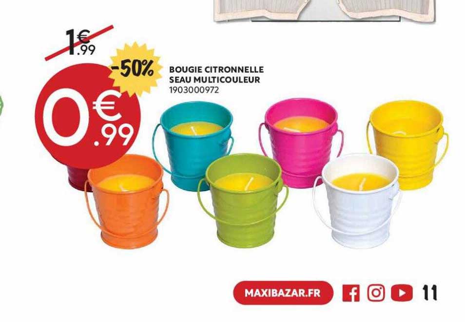 bougie citronnelle seau multicouleur