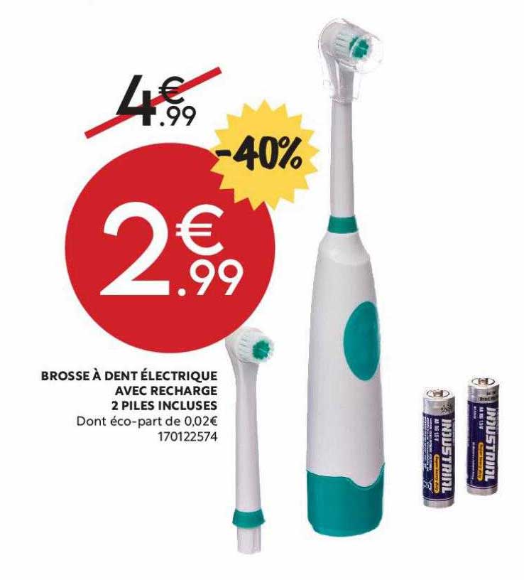 brosse à dent électrique avec recharge 2 piles incluses