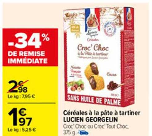céréales à la pâte à tartiner lucien georgelin