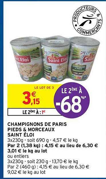 champignons de paris pieds & morceaux saint éloi