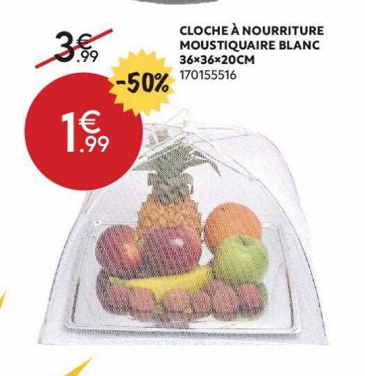 cloche à nourriture moustiquaire blanc 36x36x20 cm