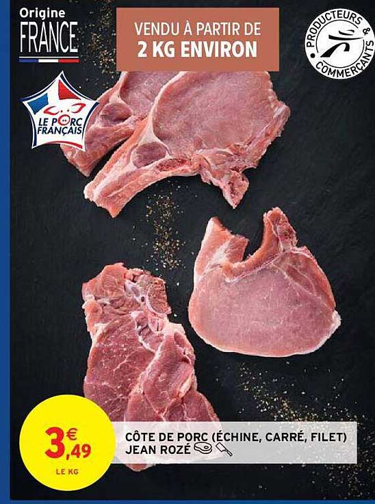 côte de porc (échine, carré, filet) jean rozé
