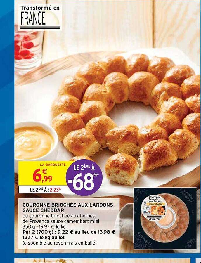 couronne briochée aux lardons sauce cheddar