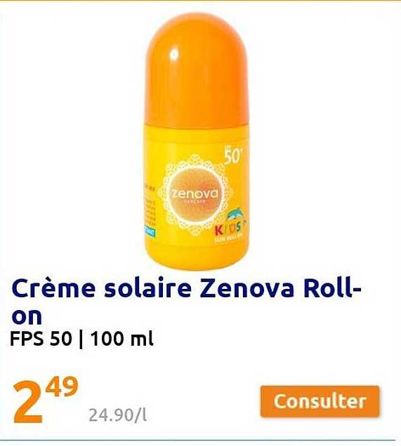 crème solaire zenova roll-on