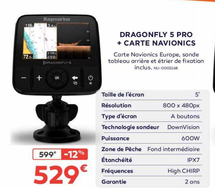 dragonfly 5 pro + carte navionics raymarine