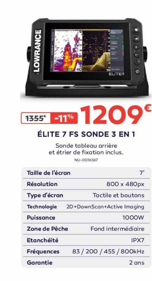 élite 7 fs sonde 3 en 1 lowrance