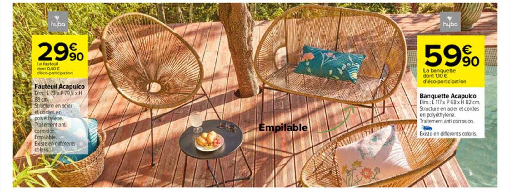 fauteuil acapulco hyba, banquette acapulco hyba