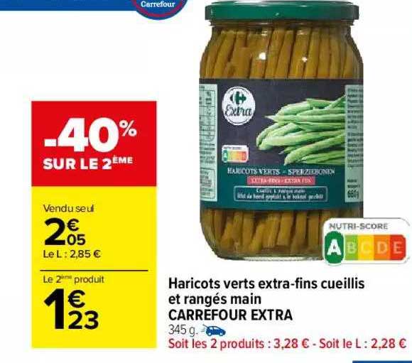 haricots verts extra-fins cueillis et rangés main carrefour extra