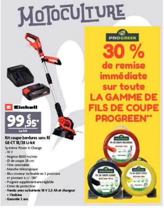 kit coupe-bordures sans fil ge-ct 18-28 li-kit einhell