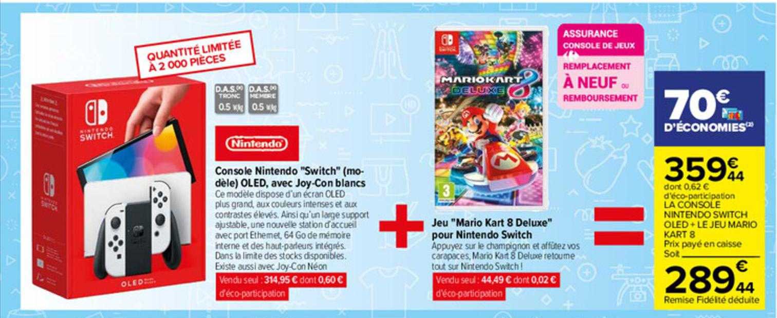 la console nintendo switch oled + le jeu mario kart 8