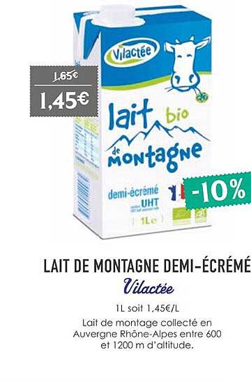 lait de montagne demi-écrémé vilactée