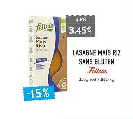 lasagne maïs riz sans gluten felicia
