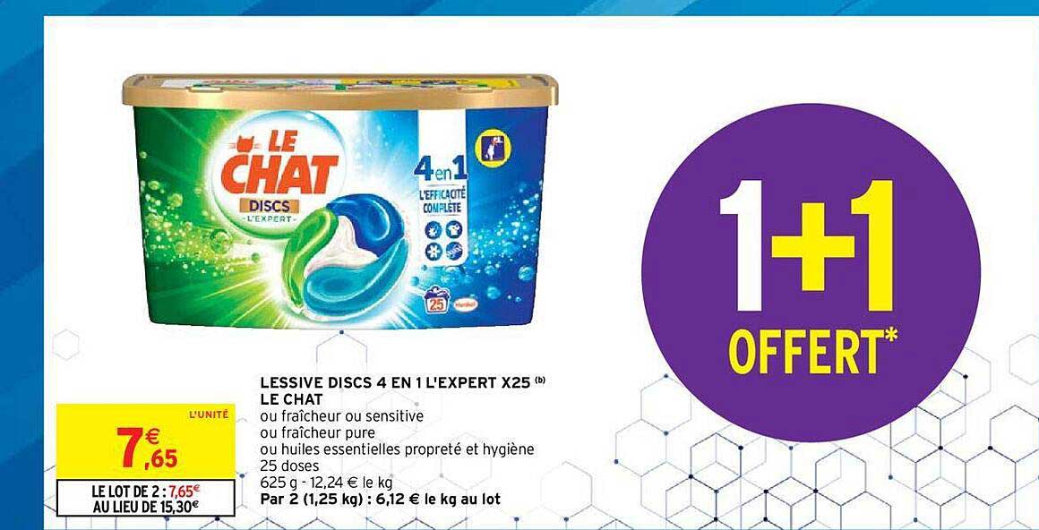 lessive discs 4 en 1 l'expert x25 le chat