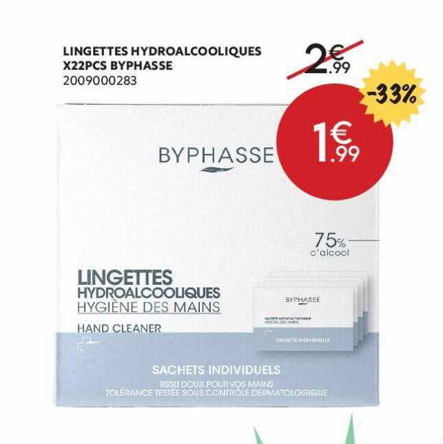 lingettes hydroalcooliques x 22 pcs byphasse