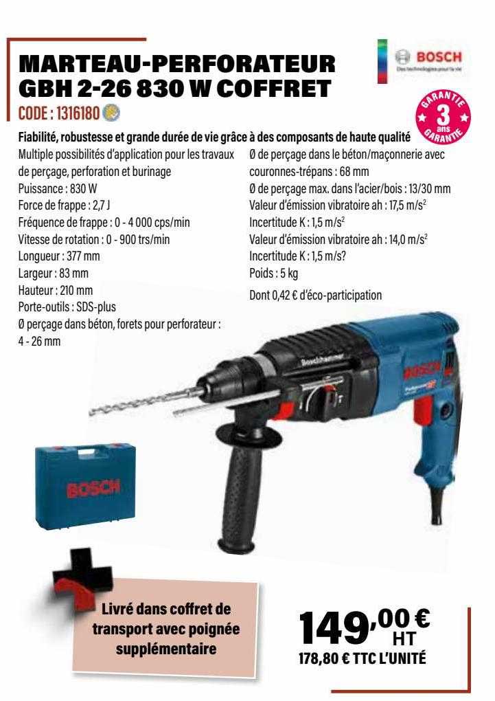 marteau-perforateur gbh 2-26 830 w coffret bosch