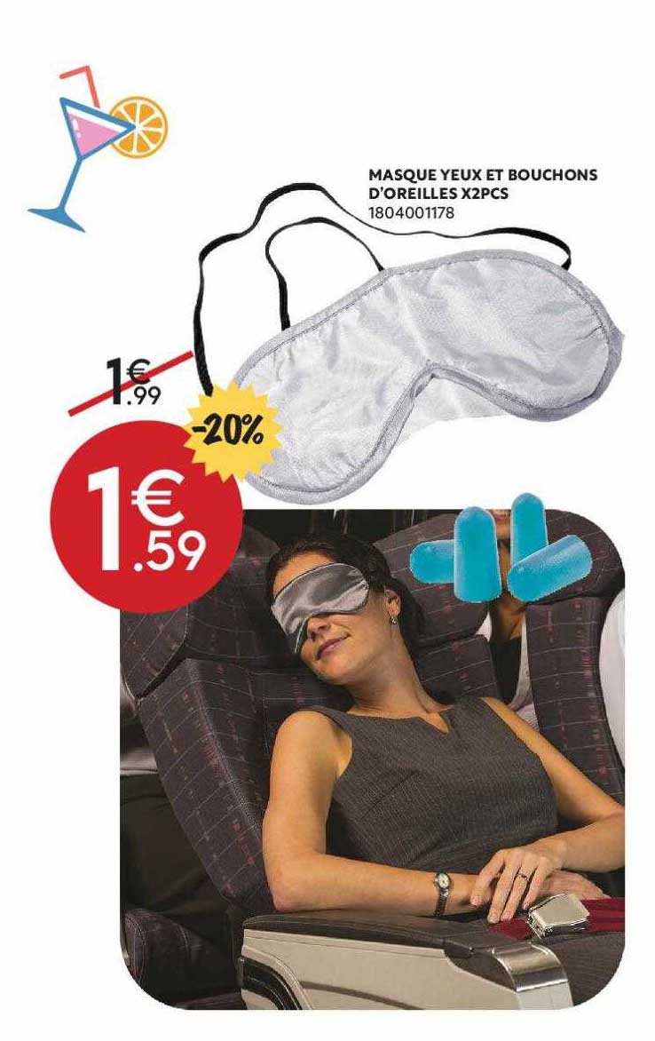 masque yeux et bouchons d'oreilles x2 pcs