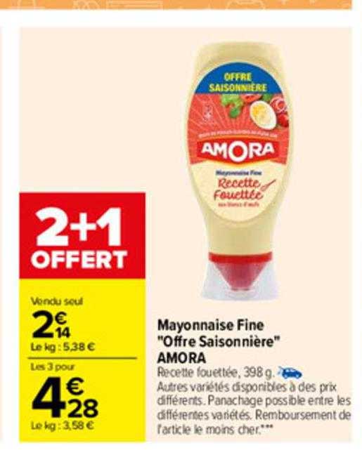 Mayonnaise Fine "offre Saisonnière" Amora