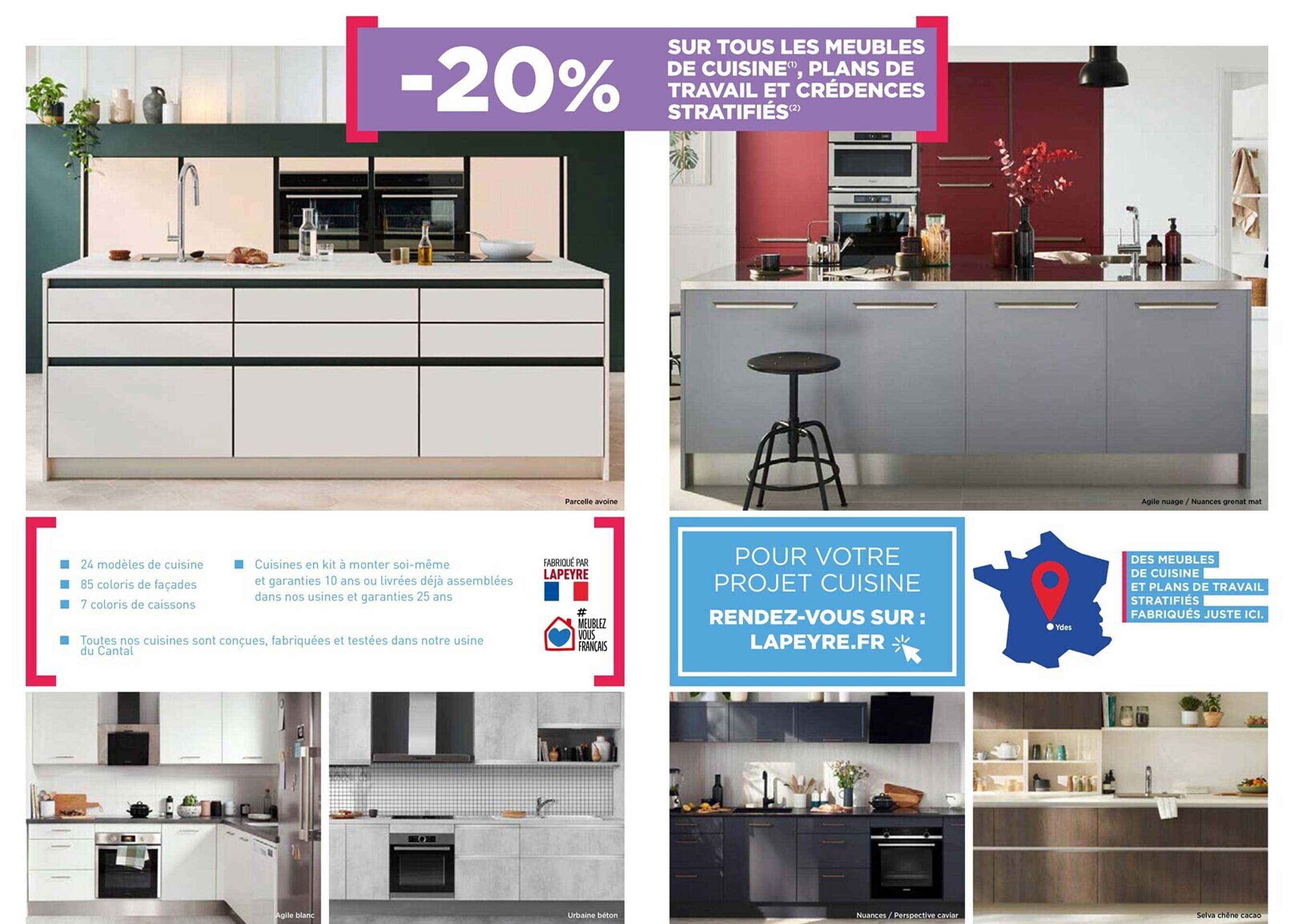 meubles de cuisine, plans de travail et crédences stratifiés