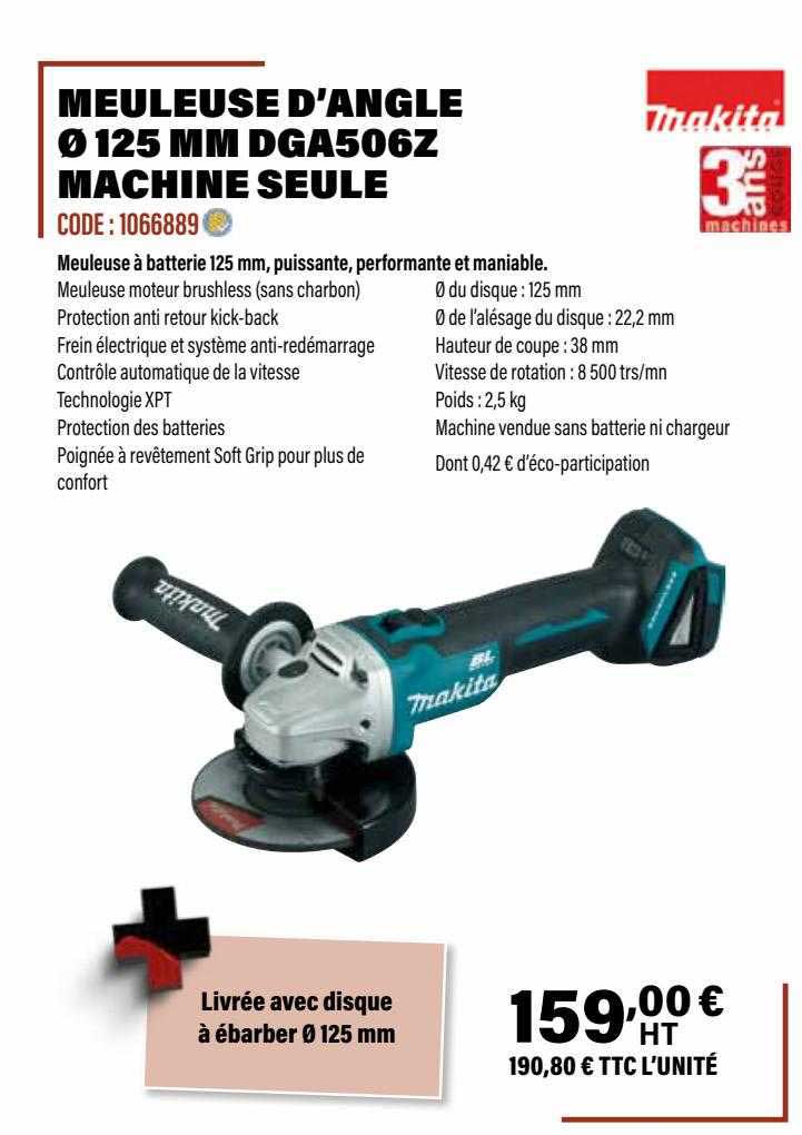 meuleuse d'angle ø 125 mm dga506z machine seule