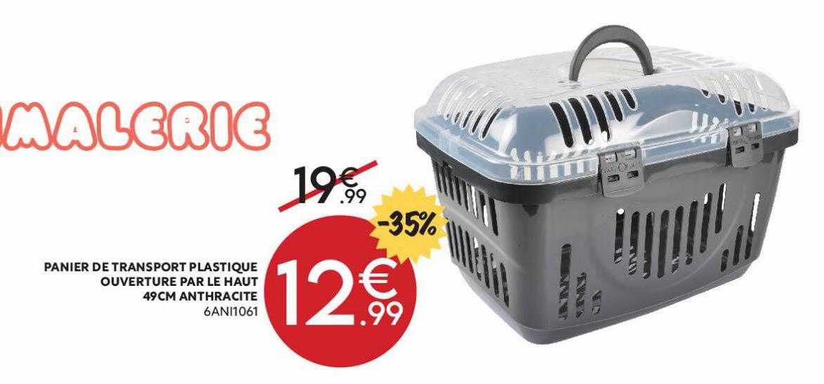 panier de transport plastique ouverture par le haut 49 cm anthracite