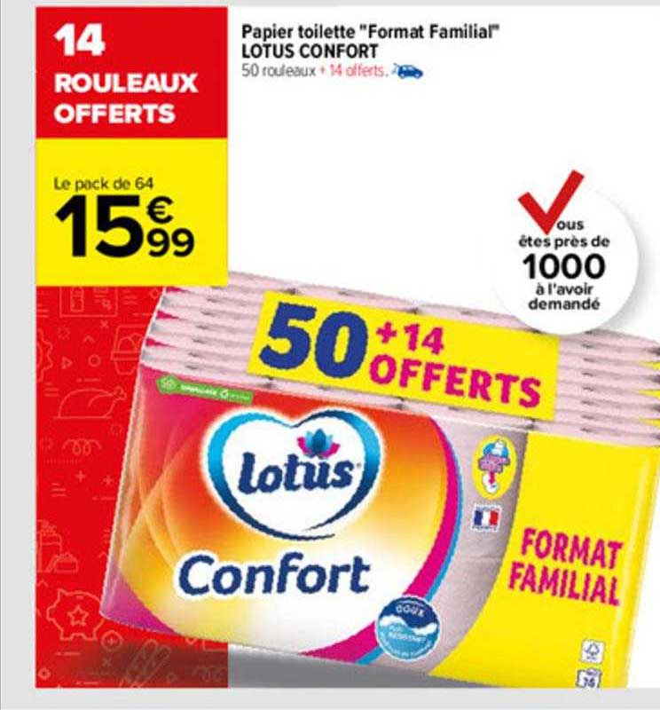 papier toilette "format familial" lotus confort