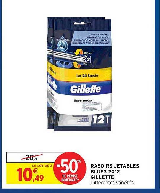 rasoirs jetables blue3 2x12 gillette