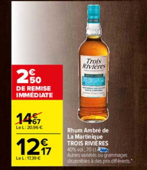 rhum ambré de la martinique trois rivières
