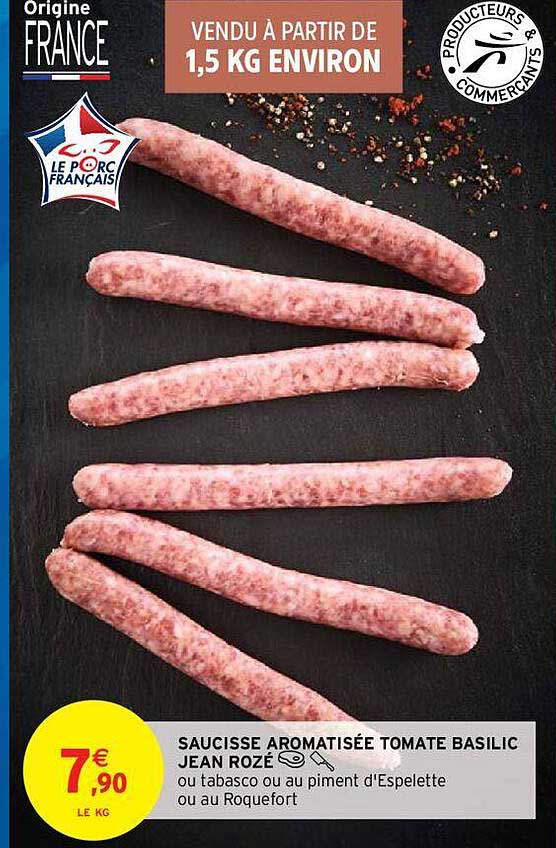 saucisse aromatisée tomate basilic jean rozé