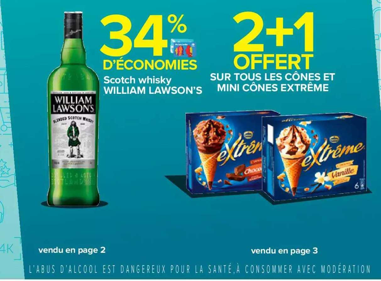 scotch whisky william lawson's, cônes et mini cônes extrême