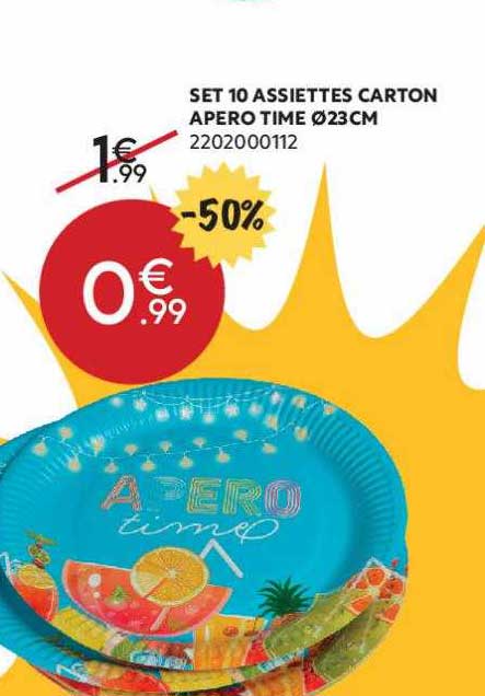 Set 10 Assiettes Carton Apéro Time ø 23 Cm
