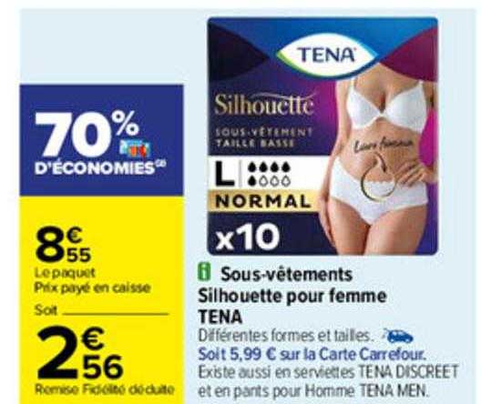 sous-vêtements silhouette pour femme tena