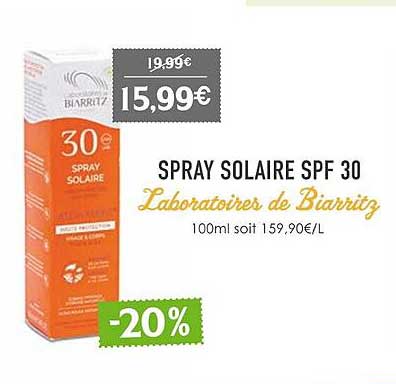spray solaire spf 30 laboratoires de biarritz