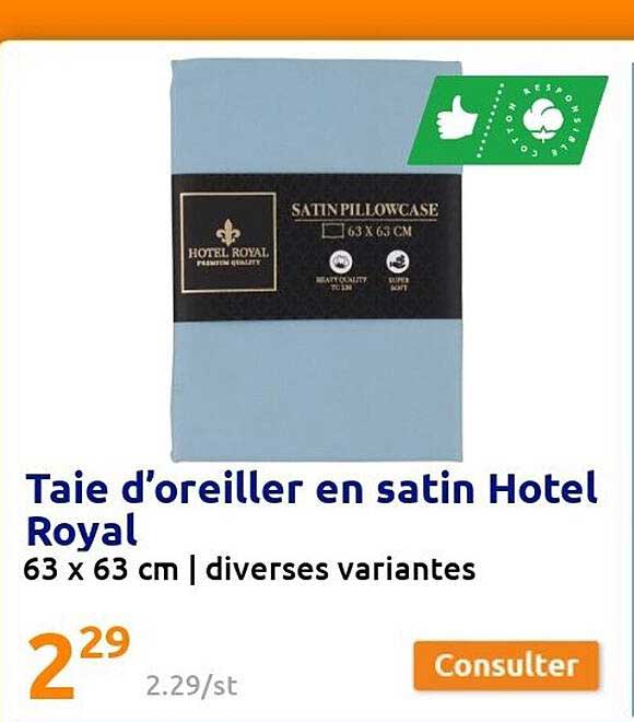 taie d'oreiller en satin hotel royal