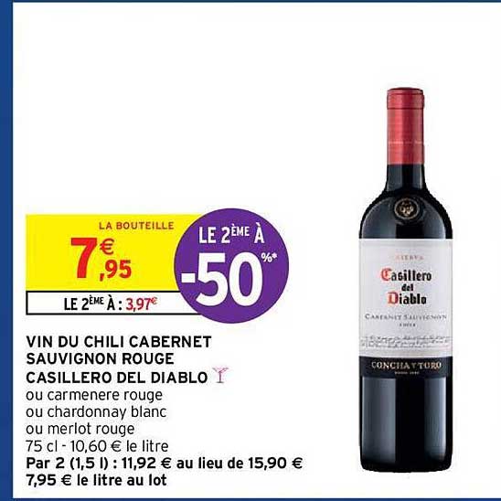 vin du chili cabernet sauvignon rouge casillero del diablo