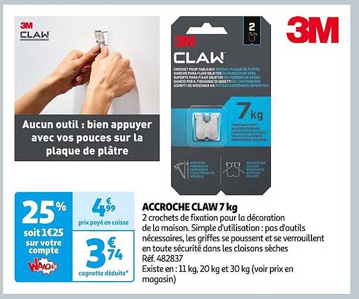 accroche claw 7 kg 3m