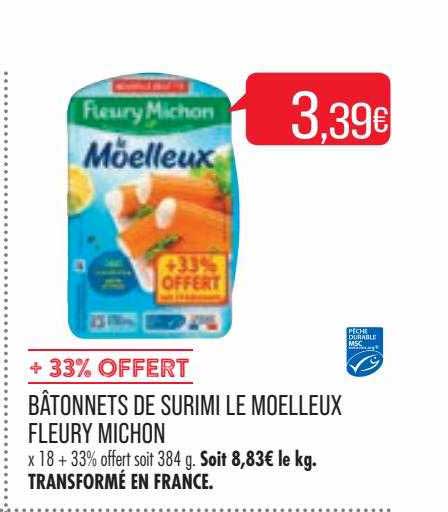 bâtonnets de surimi le moelleux fleury michon