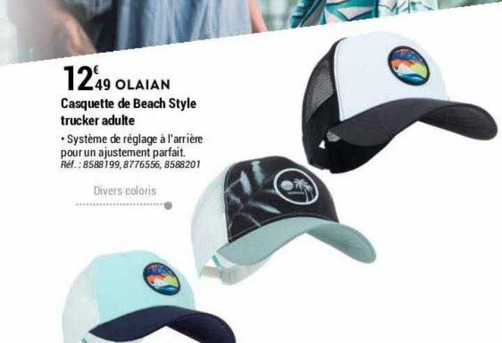casquette de beach style trucker adulte olaian