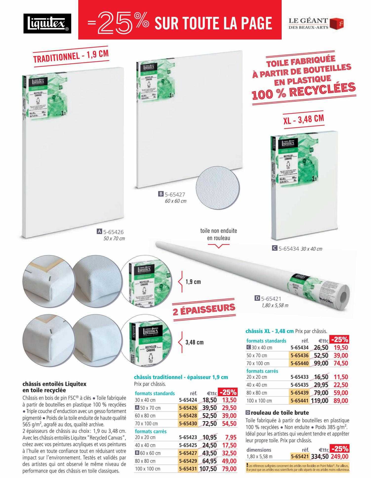 châssis entoilés liquitex en toile recyclée