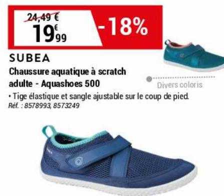 chaussure aquatique à scratch adulte - aquashoes 500 subea