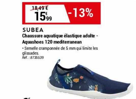 chaussure aquatique élastique adulte - aquashoes 120 mediterranean subea